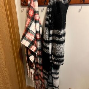 Maurices Plaid Fringe Scarf in Red, Black & White